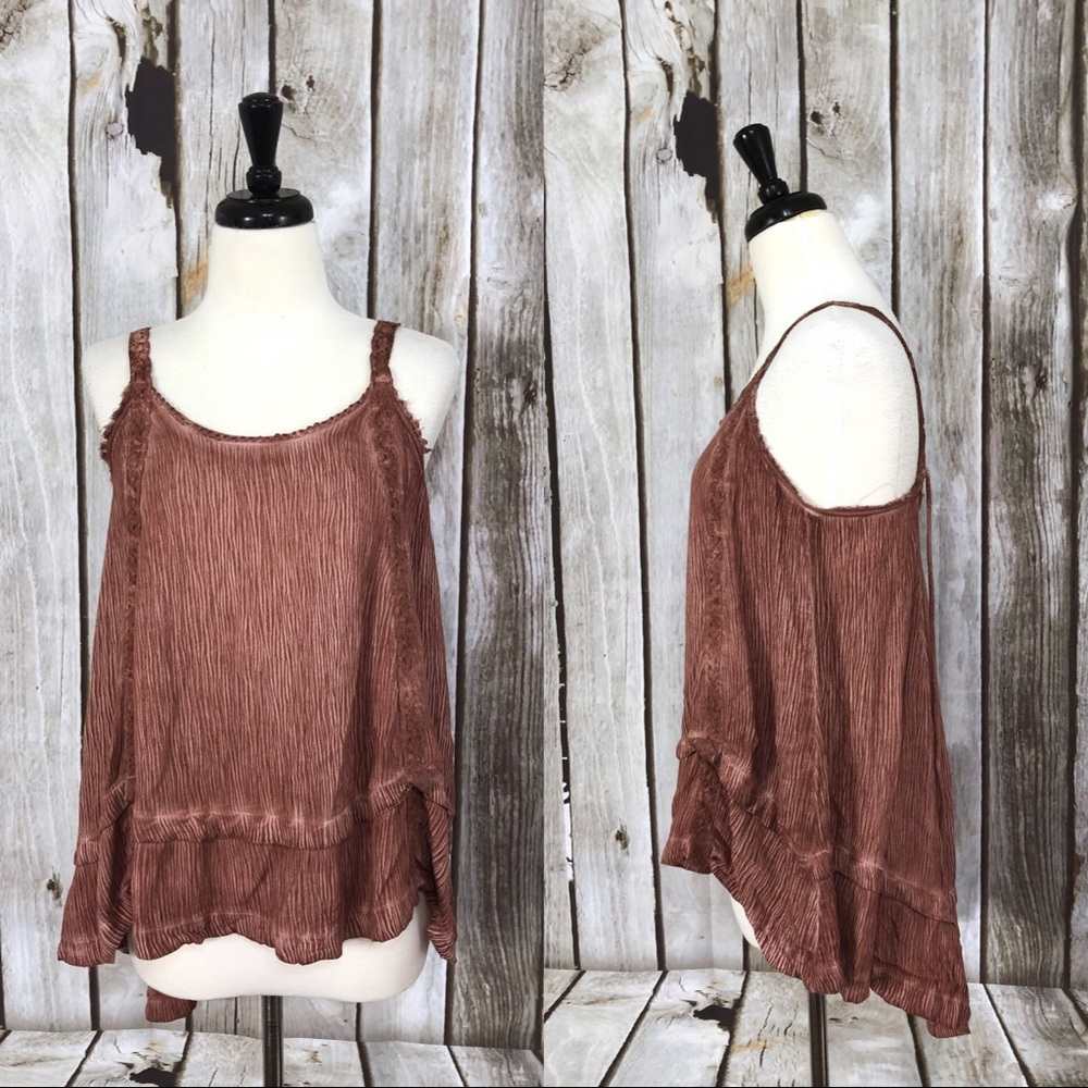 Knox Rose Oversized Crinkle Hi Low Blouse Tank